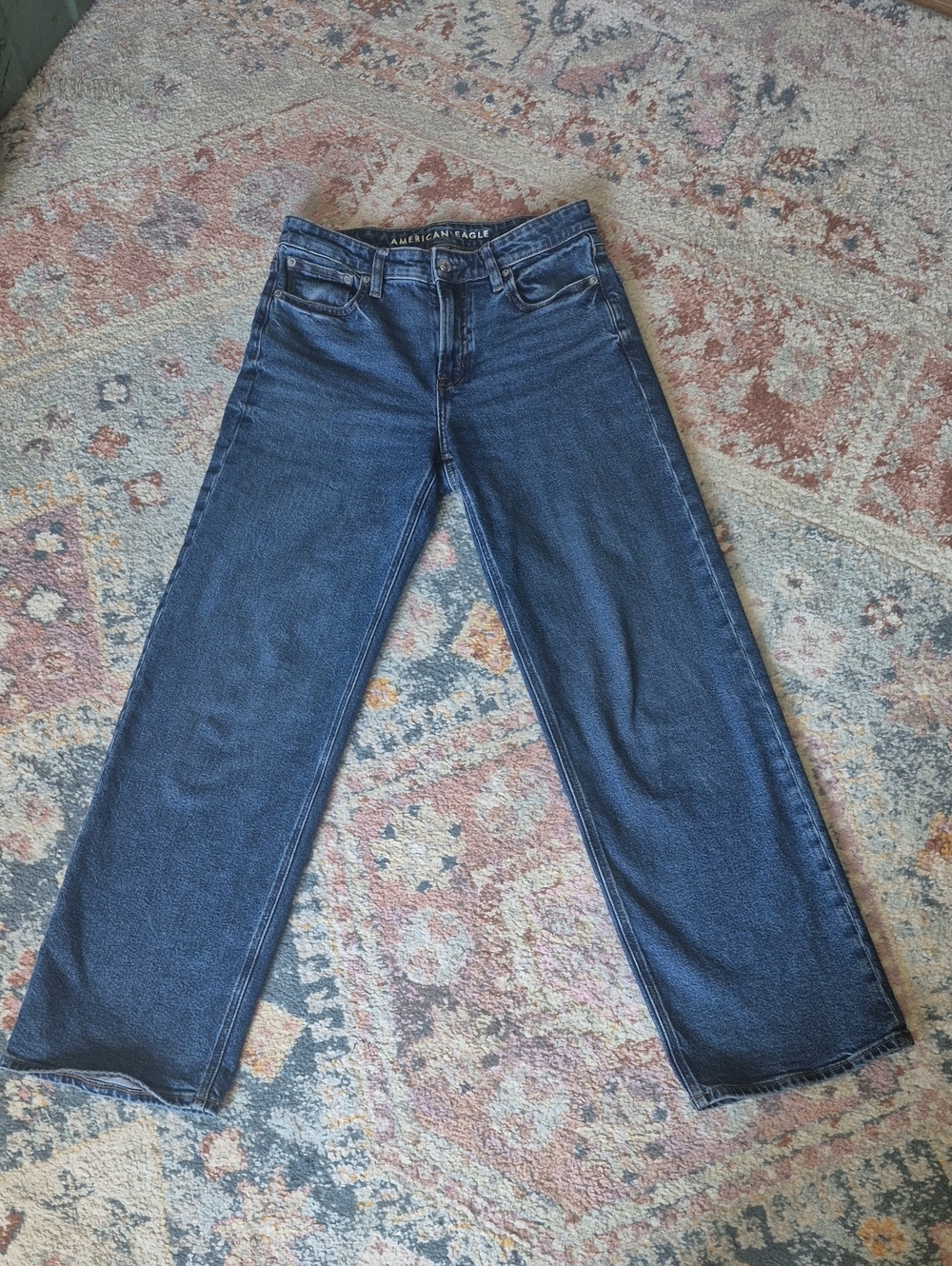 American Eagle Outfitters Dark Blue Wide Leg Jeans